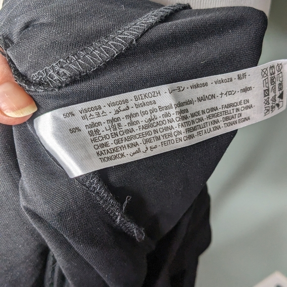 Zara Black wrap spring summer dress nylon viscose EUC Women's Small v neck - Picture 4 of 6